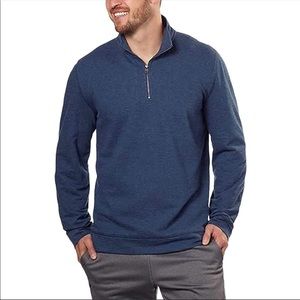 Calvin Klein Medium Blue Lightweight 1/4 Zipper Cotton Sweater